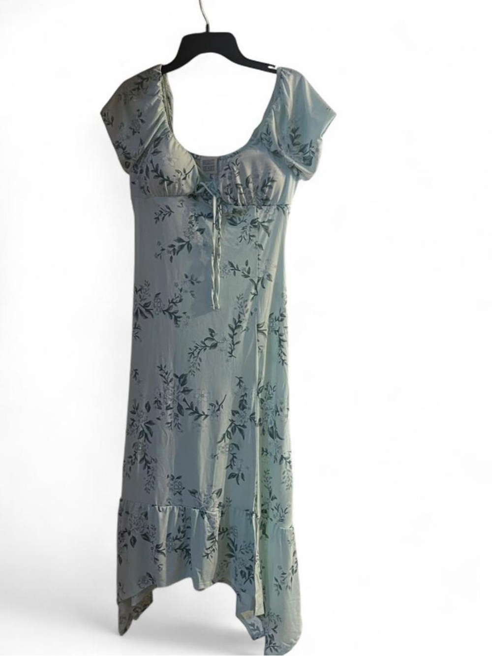 Derek Heart Light Green Floral Maxi Dress with Tie Front